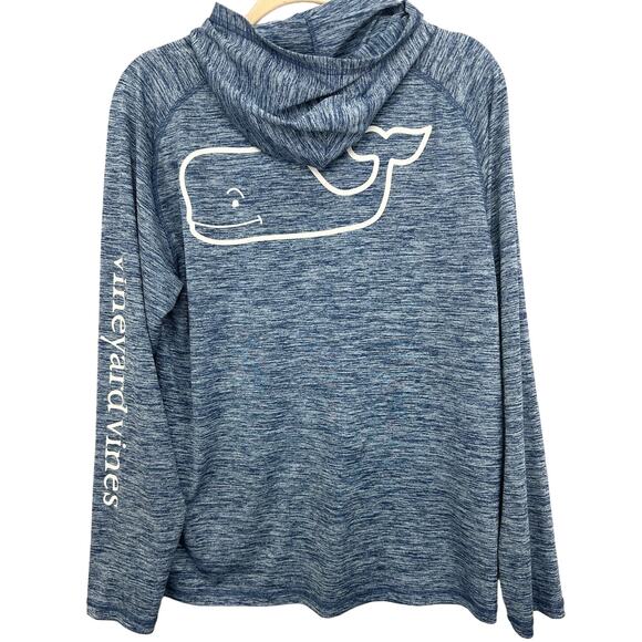 Vineyard Vines Long Sleeve Performance Hoodie Tee Heather Blue Size Small - Picture 4 of 6